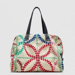 Zara embroidered tote bag